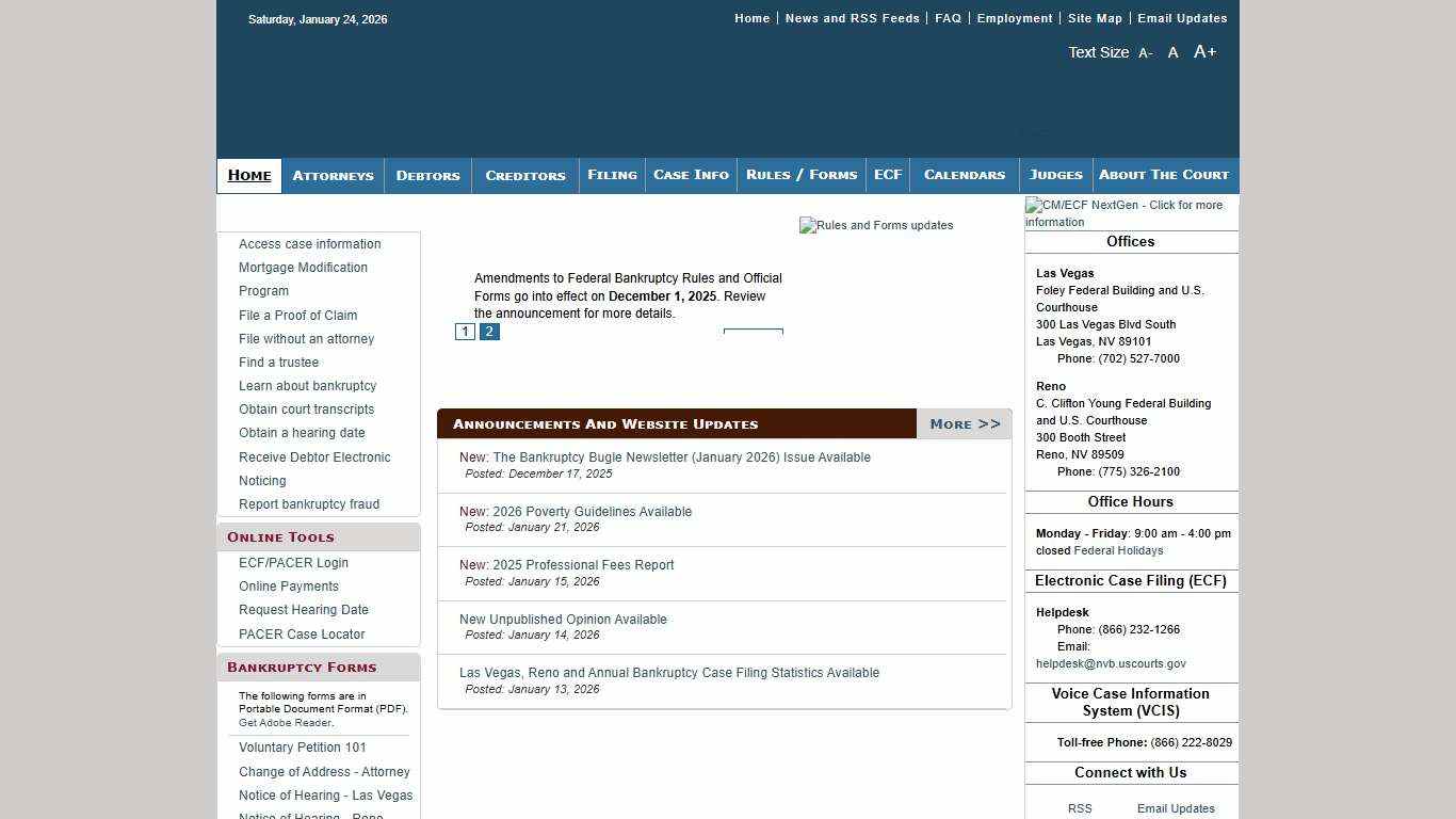 U.S. Bankruptcy Court, District of Nevada Home